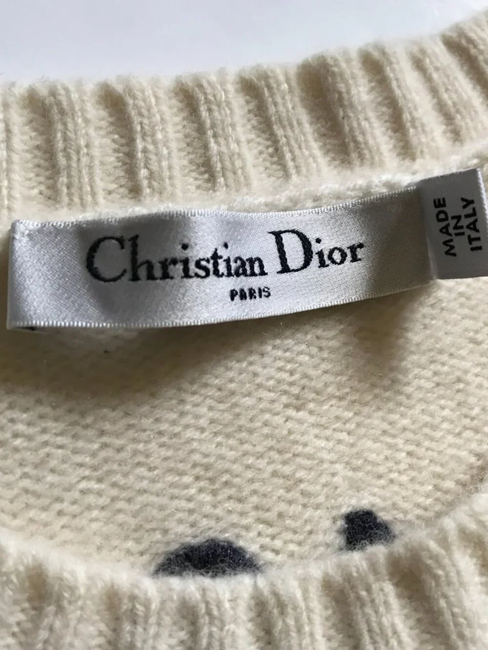 Christian Dior Le Soleil 2020 Sweater Womens 4 40 Cream Black Cashmere Crew Neck